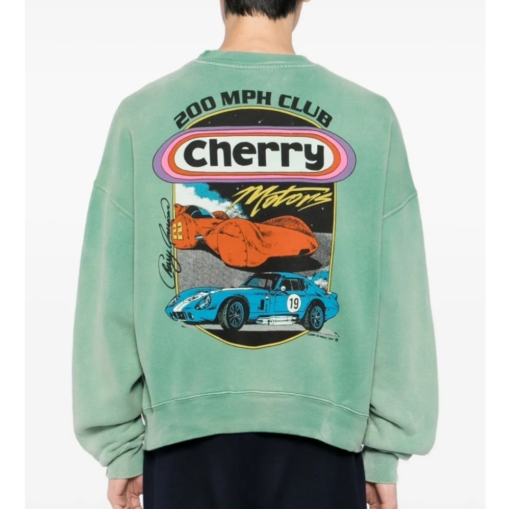 Cherry American Crewneck (Teal). Pull Over